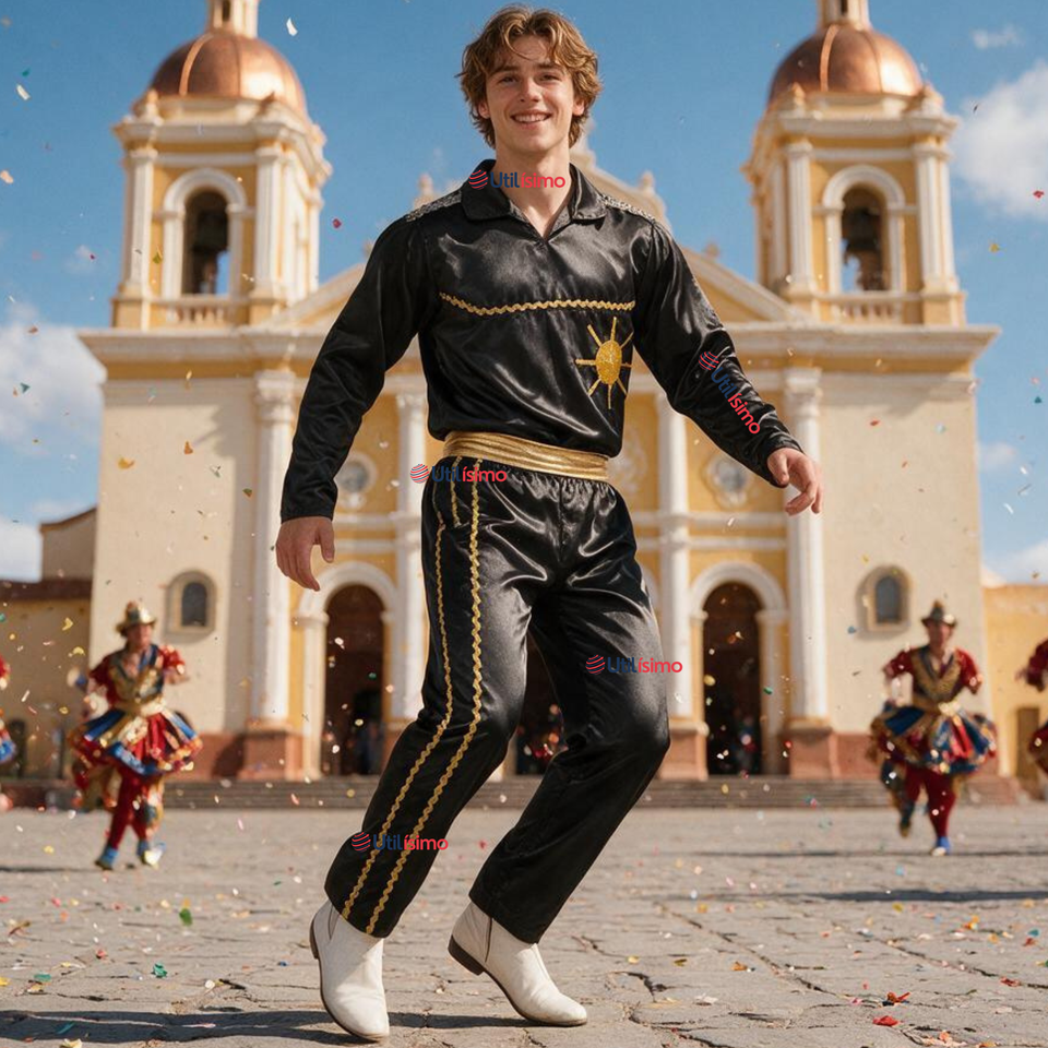 Traje Caporal Típico 2 Piezas Negro Hombre Fiestas Patrias