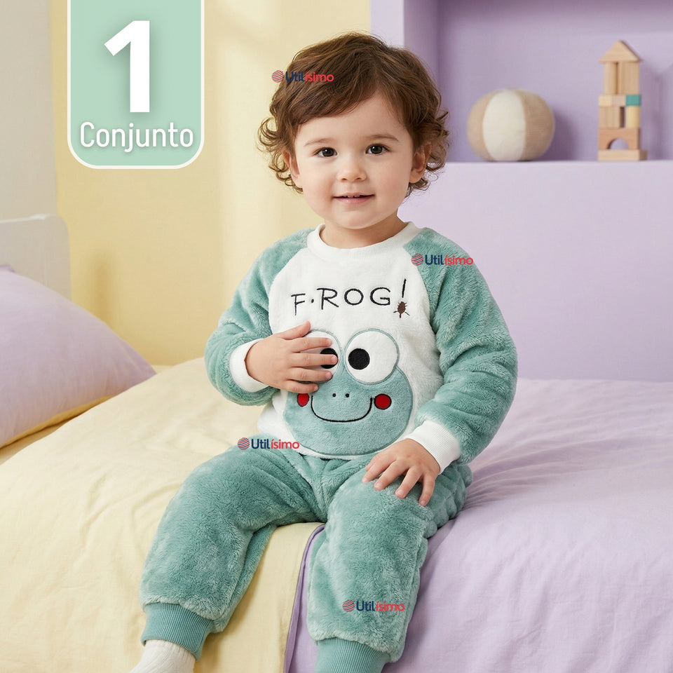 Conjunto Buzo Polerón Frizado Niños Bebes Corderito Liso 2 Piezas