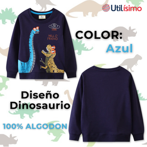 Polerón Polar Cuello Redondo Niño Azul Dinosaurio