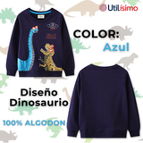 Polerón Polar Cuello Redondo Niño Azul Dinosaurio