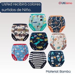 Pack 3 Calzón Calzoncillo Entrenamiento Algodón Absorbente Transpirable Cintura Elástica