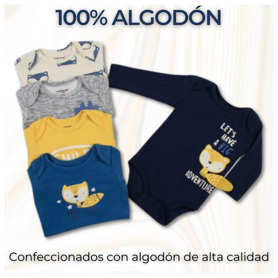 Pack 5 Bodys Bebé Niño Manga Larga Tedmimak 100% Algodón