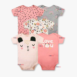 Pack 5 Bodys Niña Manga Corta Tedmimak 100% Algodón Princess love