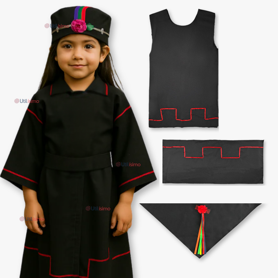 Traje Vestido Mapuche Niña 0 Meses hasta Talla S Vestimenta Típica