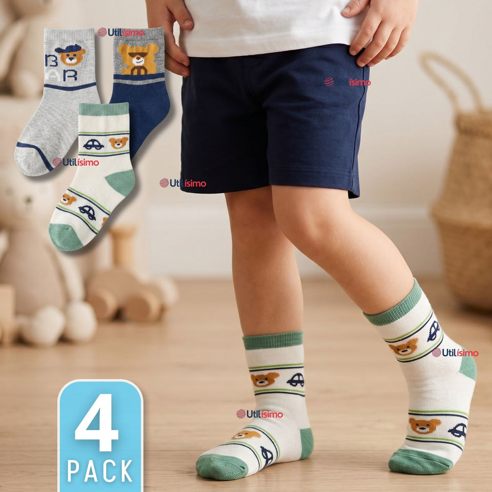 Pack 4 Pares Calcetines Toalla Niño Suaves Cálidos Invierno