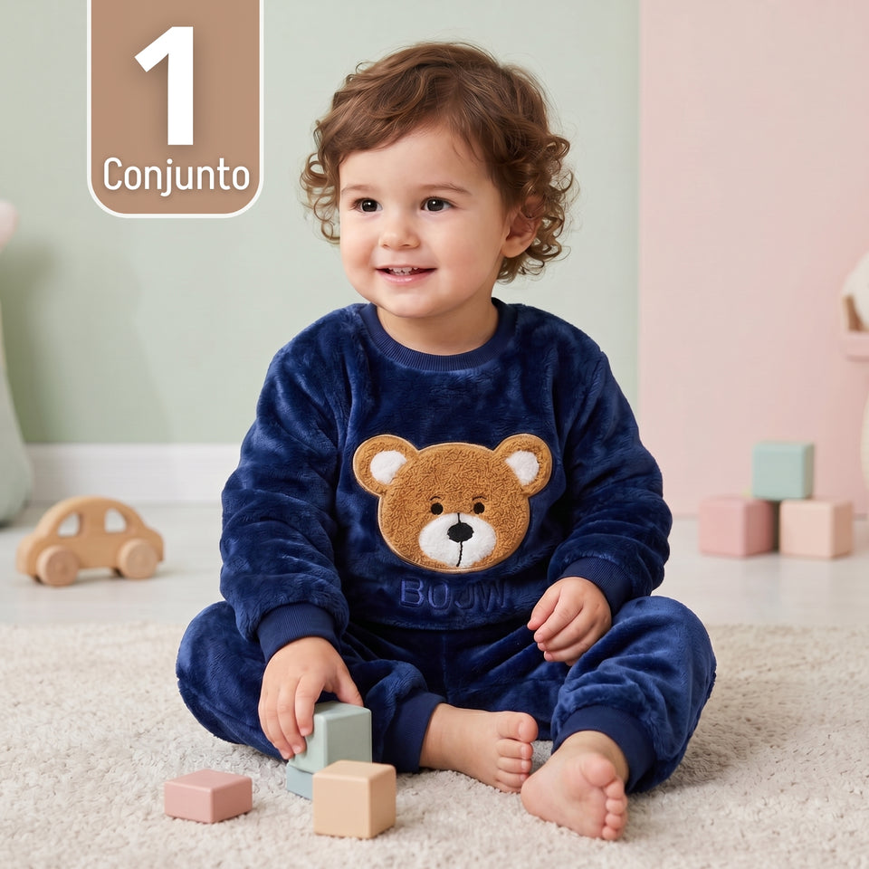 Conjunto Buzo Polerón Frizado Niños Bebes Corderito Liso 2 Piezas