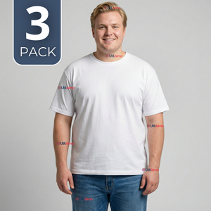 Pack 3 Camisetas Poleras 100% Algodón Básica Lisa Elástica Hombre Blanco