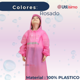 Poncho Impermeable Niña Tiras reflectantes Rosado