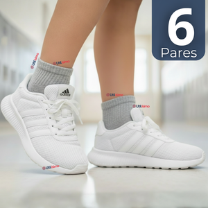 Pack 6 Pares Calcetines Tobilleras Cortos Algodón Color Gris Niña y Niño