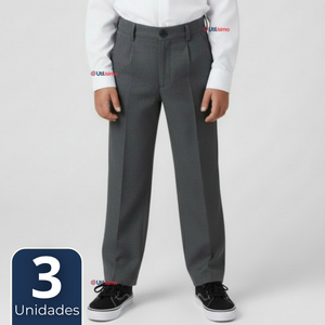 Pack 3 Pantalón Escolar Colegio Clásico Niño Gris