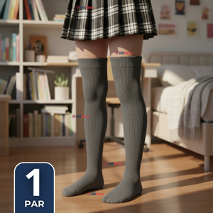 Bucaneras Escolares 1 Par Calcetines Acrílico Gris Premium Niña y Juvenil