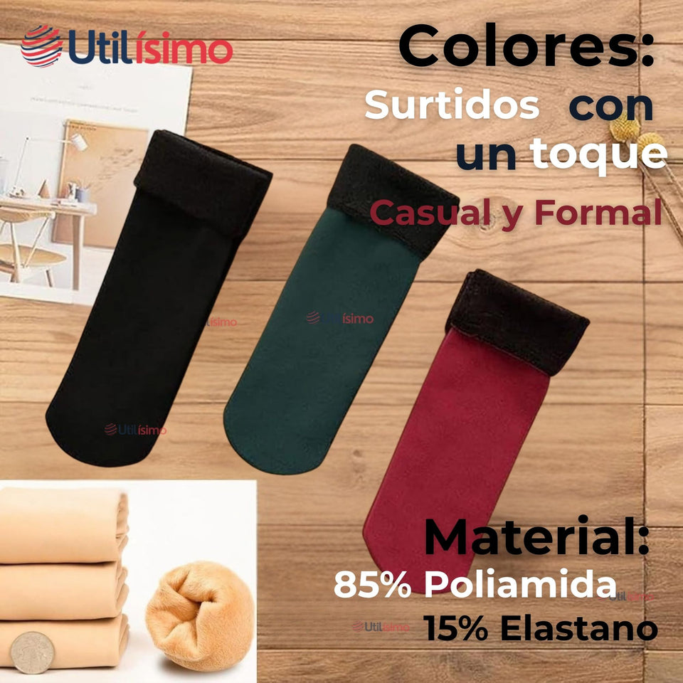 Pack 3 Pares Calcetines Polar Térmico con Interior Afelpado Mujer Surtido