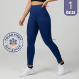Calza Lola Polar Térmica Sin Costura Tiro Alto Elasticada Azul Marino