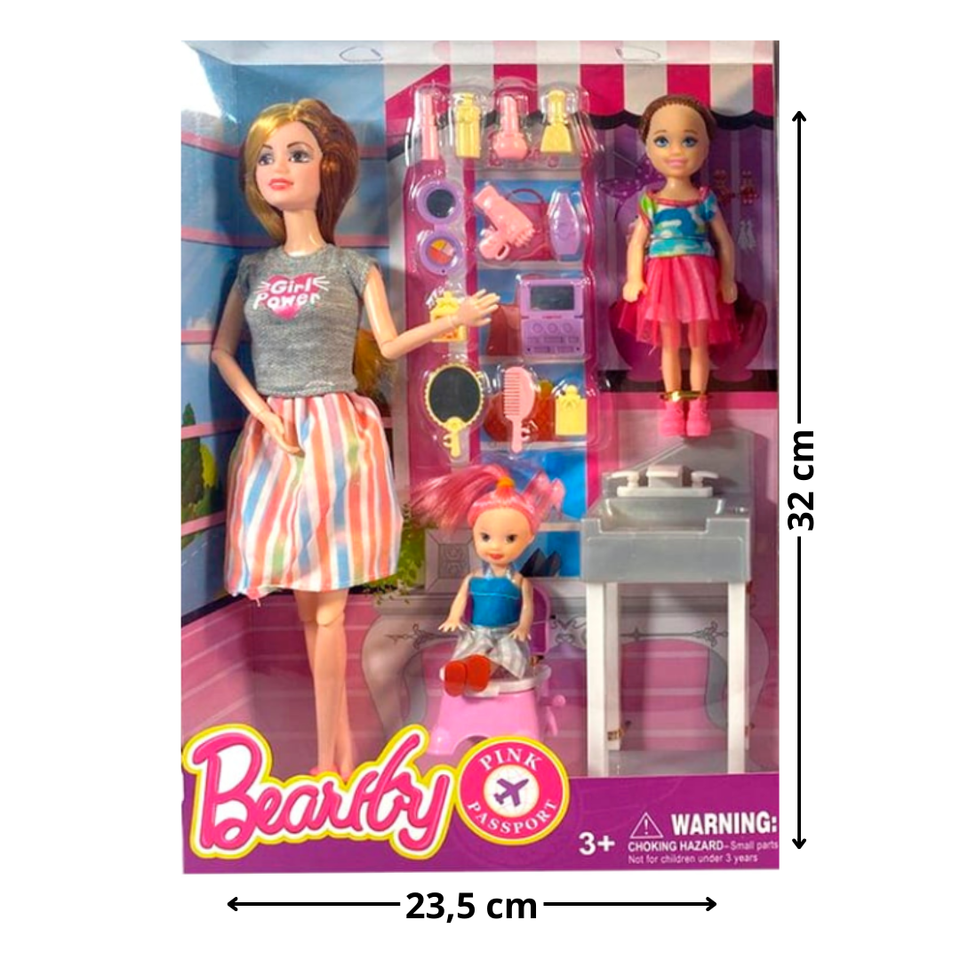 Set de Muñeca Estilo Barbie Peluqueria Infantil