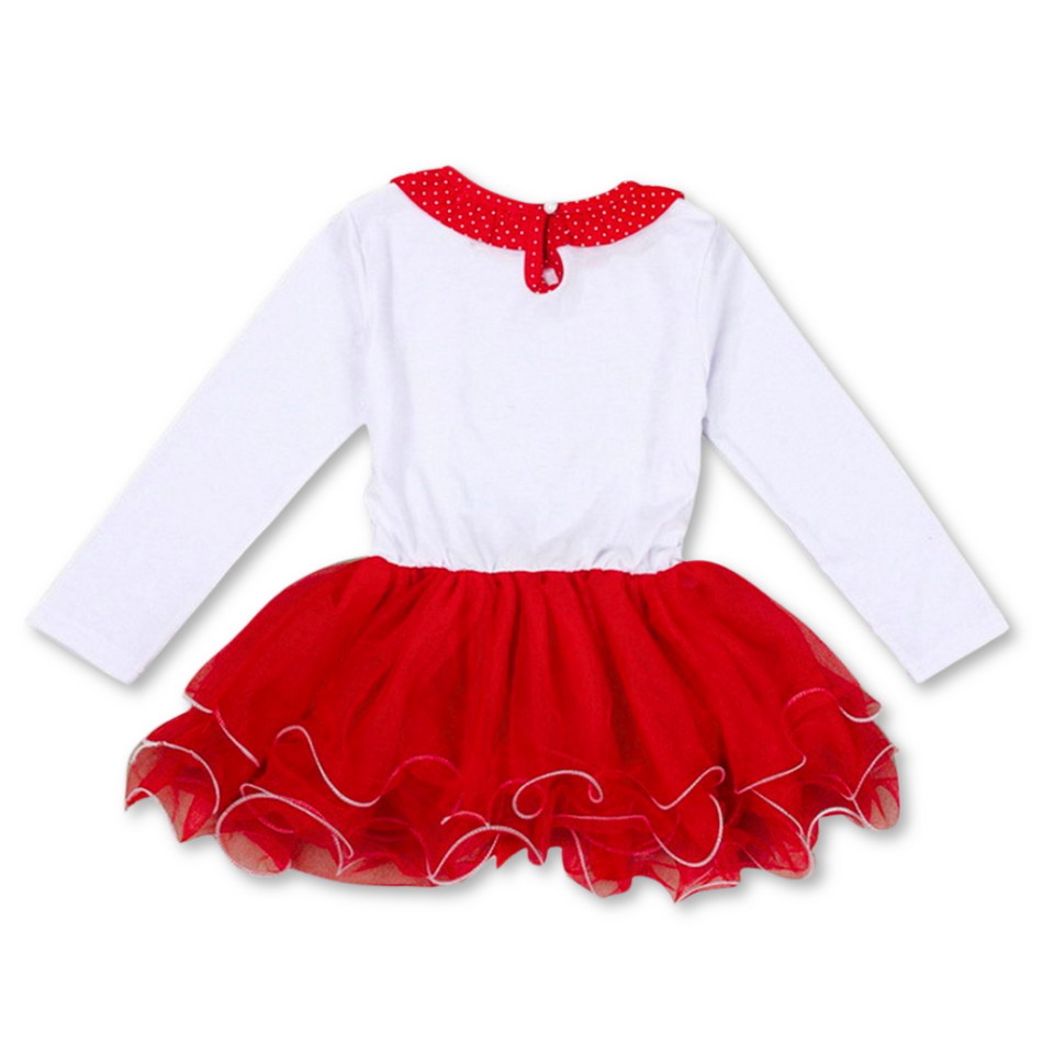 Vestido de Navidad para Niñas con Tul 2 a 6 años Manga Larga Brillo de Navidad