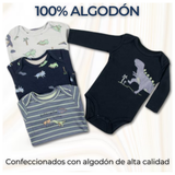 Pack 4 Bodys Bebé Niño Manga Larga Tedmimak 100% Algodón