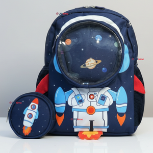 Mochila Escolar Con Estuche 33cm Poliéster Impermeable Astronauta Niño
