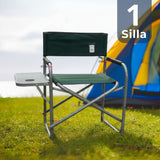 Silla Plegable De Playa Camping con Mesa Lateral Diseño Unicolor