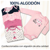 Pack 5 Bodys Bebé Niña Manga Larga Tedmimak 100% Algodón