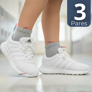 Pack 3 Pares Calcetines Tobilleras Cortos Algodón Color Gris Niña y Niño