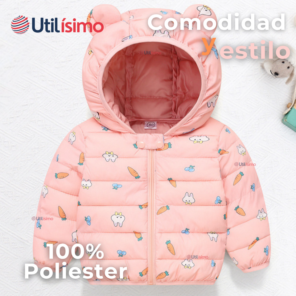 Parka Térmica Con Capucha Y Orejitas Estampado Conejito Niña