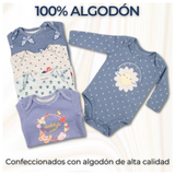 Pack 5 Bodys Bebé Niña Manga Larga Tedmimak 100% Algodón