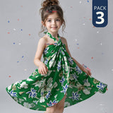 Pack 3 Pareos Pascuense Niña Hawaiano Verde Danza Fiestas Patrias