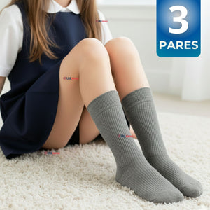 Pack 3 Calcetínes Escolares Corto Acrilico Gris Niño y Niña