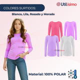 Pack 3 Camiseta Polar Cuello Redondo NIña juvenil Colores Surtidos