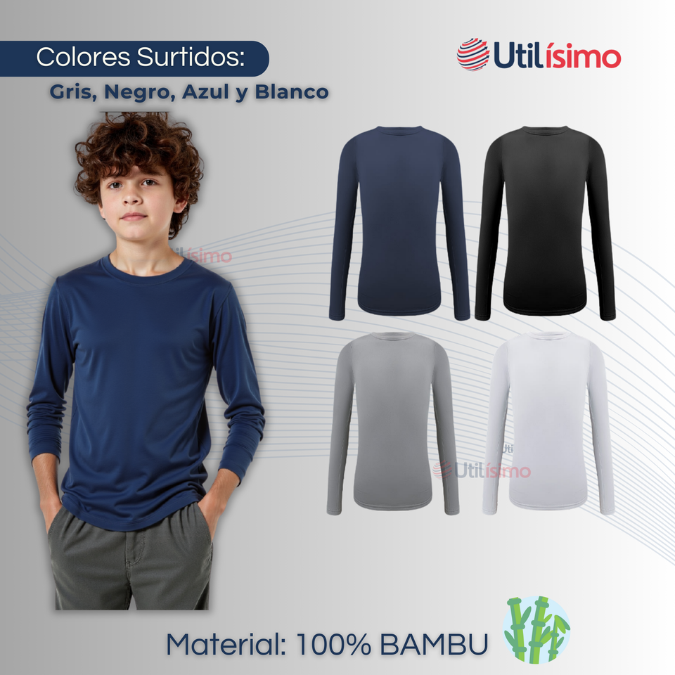 Pack 6 Camiseta Bambu Juvenil Redondo Colores Surtidos