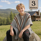 Pack 3 Poncho Manta Mapuche Juvenil Fiestas Patrias
