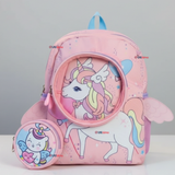Mochila Escolar Con Estuche 33cm Poliéster Impermeable Unicornio Niña