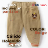 Buzo Solo Pantalón Cotelé Bebé Niño Forrado en Polar Beige