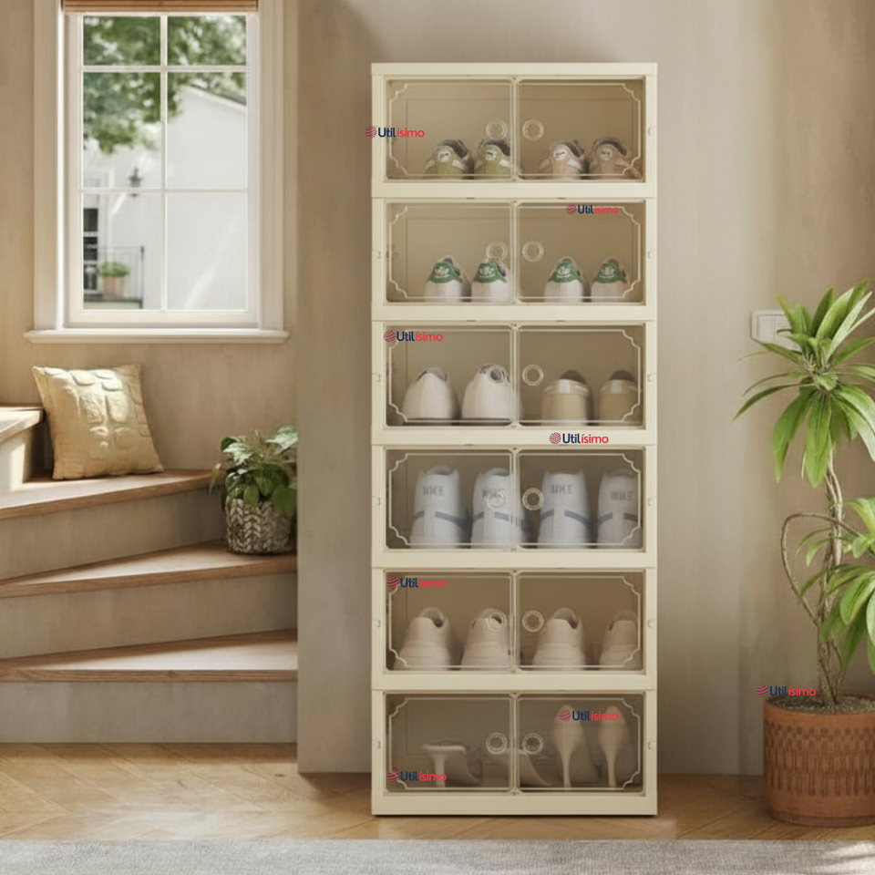 Zapatera Plegable Organizador Apilable 6 Cajones Blanco