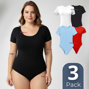 Pack 3 Bodys Ajustables Moldeador 100% Bambú Cuello Redondo Manga Corta Mujer Colores Surtidos