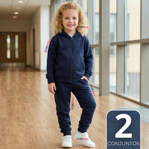 Pack 2 Conjuntos Escolares Buzo Pantalón Y Polerón 100% Algodón Niña Unisex Azul 3 a 16 años