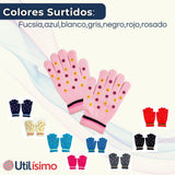 Guantes 14cm Lana Acrílica Niña Estampado Flores Colores Surtidos