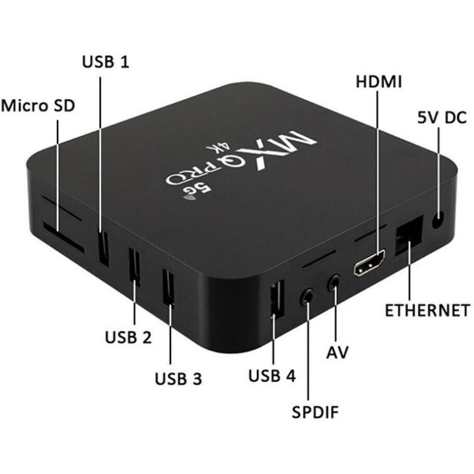 TV Box MXQPRO 4K 8GB Ram128gb Wifi 5G Android