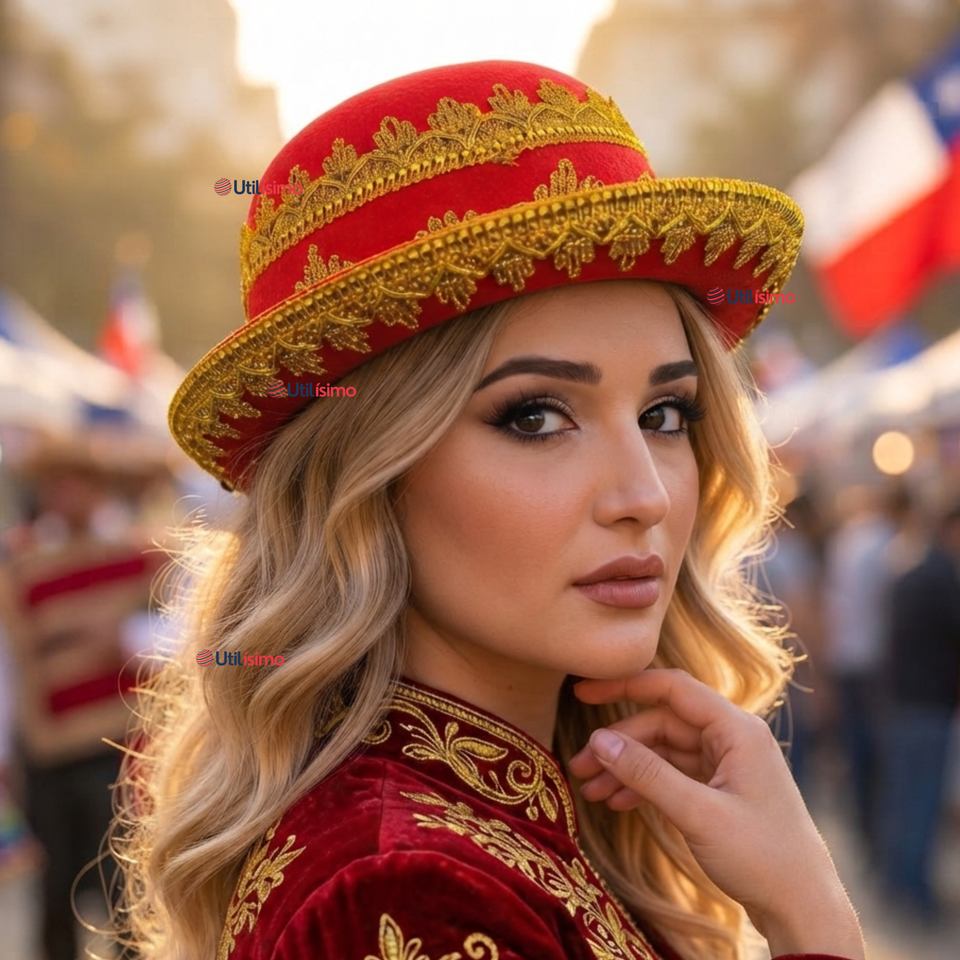 Sombrero Gorro Caporal Mujer Fiestas Patrias Rojo Baile Típico