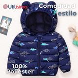 Parka Térmica Con Capucha Y Orejitas Estampado Dinosaurio Niño
