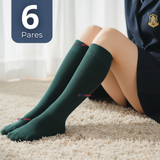 Pack 6 Calcetínes Escolares Largo Acrílico Verde Niñas Juvenil