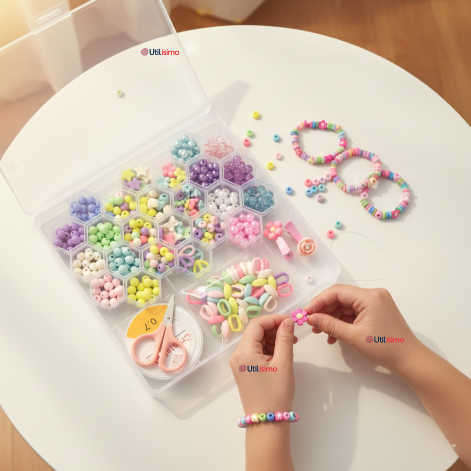 Set De Mostacillas Bisuteria Juguete Kit Para Armar Crear Pulseras Y Collares Niña