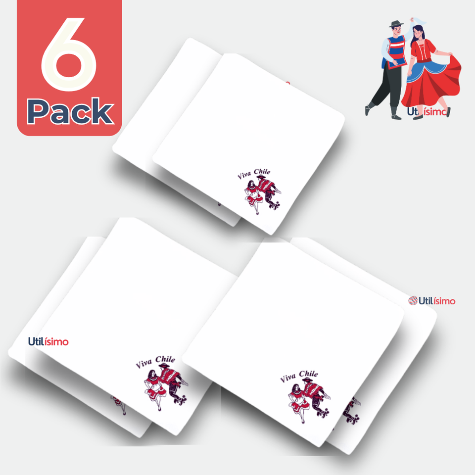 Pack 6 Pañuelos Baile Cueca 45CM Bordado Pareja Baile Fiestas Patrias