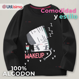 Polera Manga Larga Niña 100% Algodón Zebra Negro Camiseta