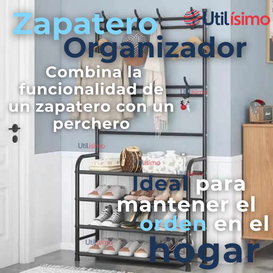 Zapatero Organizador 3 en 1 Closet Armario Perchero Multiuso Negro