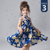 Pack 3 Pareos Pascuense Niña Hawaiano Azul Danza Fiestas Patrias