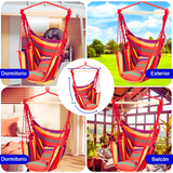 Silla Hamaca Colgante Columpio Con Dos Almohadas Para Jardin Rojo Arcoriris