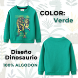 Polerón Cuello Redondo Niño Verde Dinosaurio