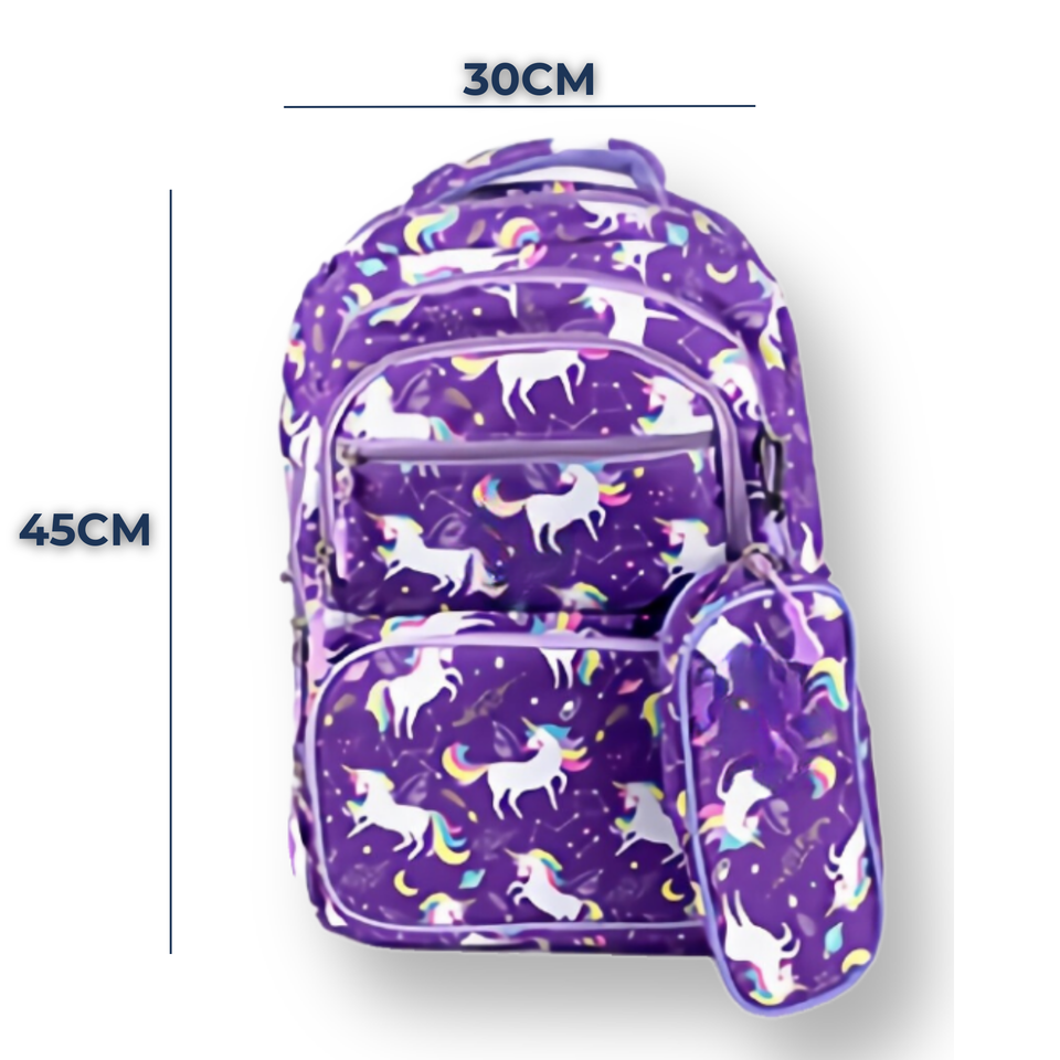 Mochila Con Lonchera Y Estuche 45CM Diseños Variados Niña
