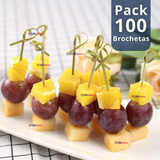 Pack 100 Piezas Brochetas De Bambú Cóctel Aperitivo 12cm